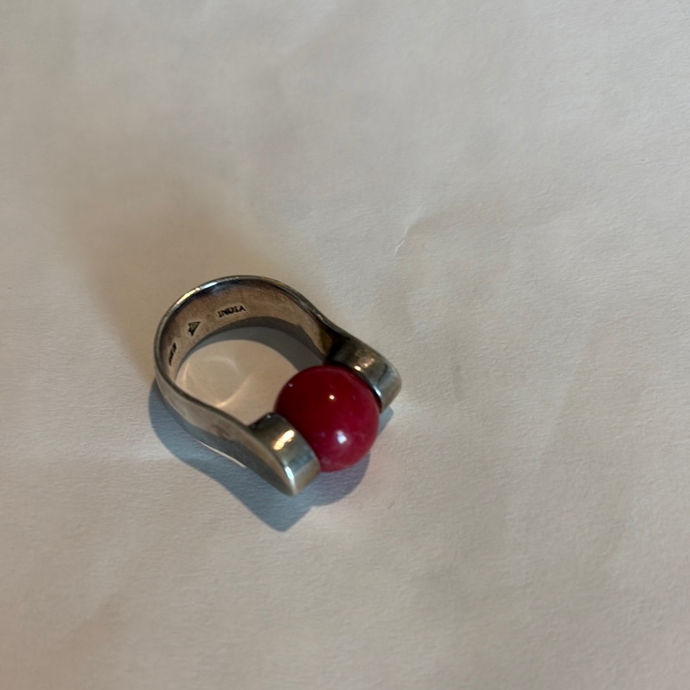 Elegant Silver and Red Ring
